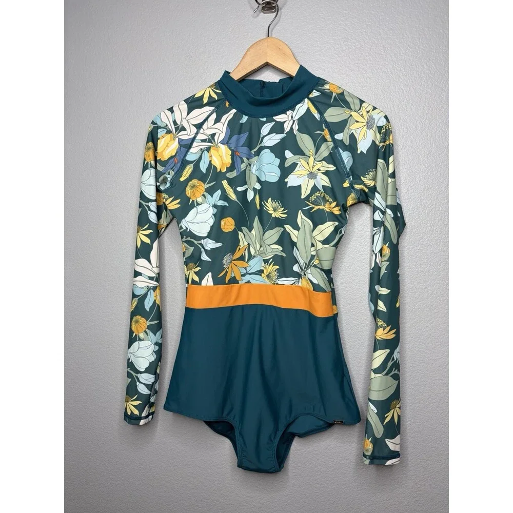 Axesea Rashguard Womens Sz 10 Full Zip Rash Guard UPF 50 Swim Top - Picture 2 of 6